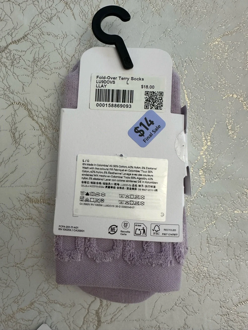 Lululemon Fold Over Terry Socks in Lilac Play